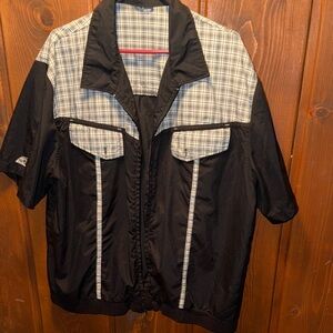 Men's Black and Gray Plaid shirt with zipper